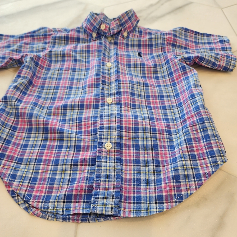 RALPH LAUREN BLUE LABEL, BOYS, SIZE 2T plaid short sleeve button-up shirt. - Picture 5 of 12